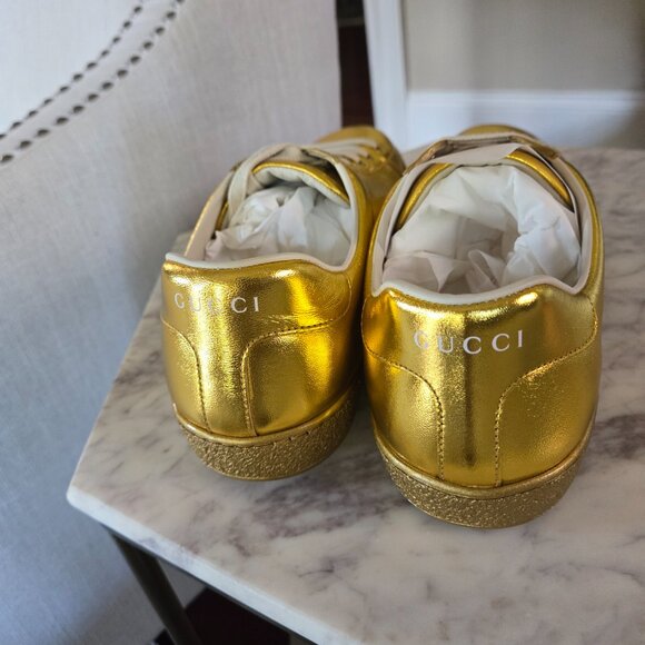 GUCCI NAPPA SILK GG LEATHER SNEAKER - SIZE 8 - Picture 6 of 12